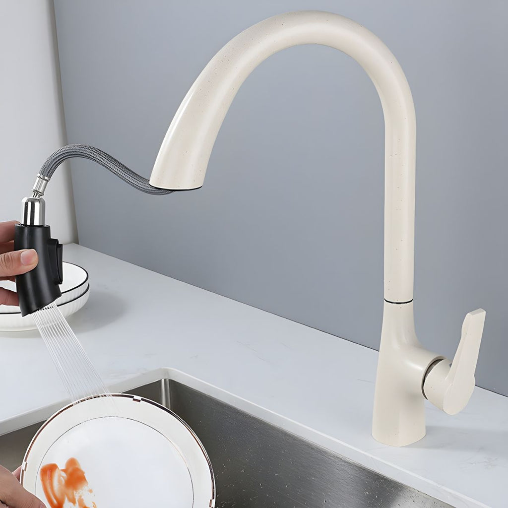 Pure Color Kitchen Faucet Rust Resistant Single Lever Handle Swivel Spout