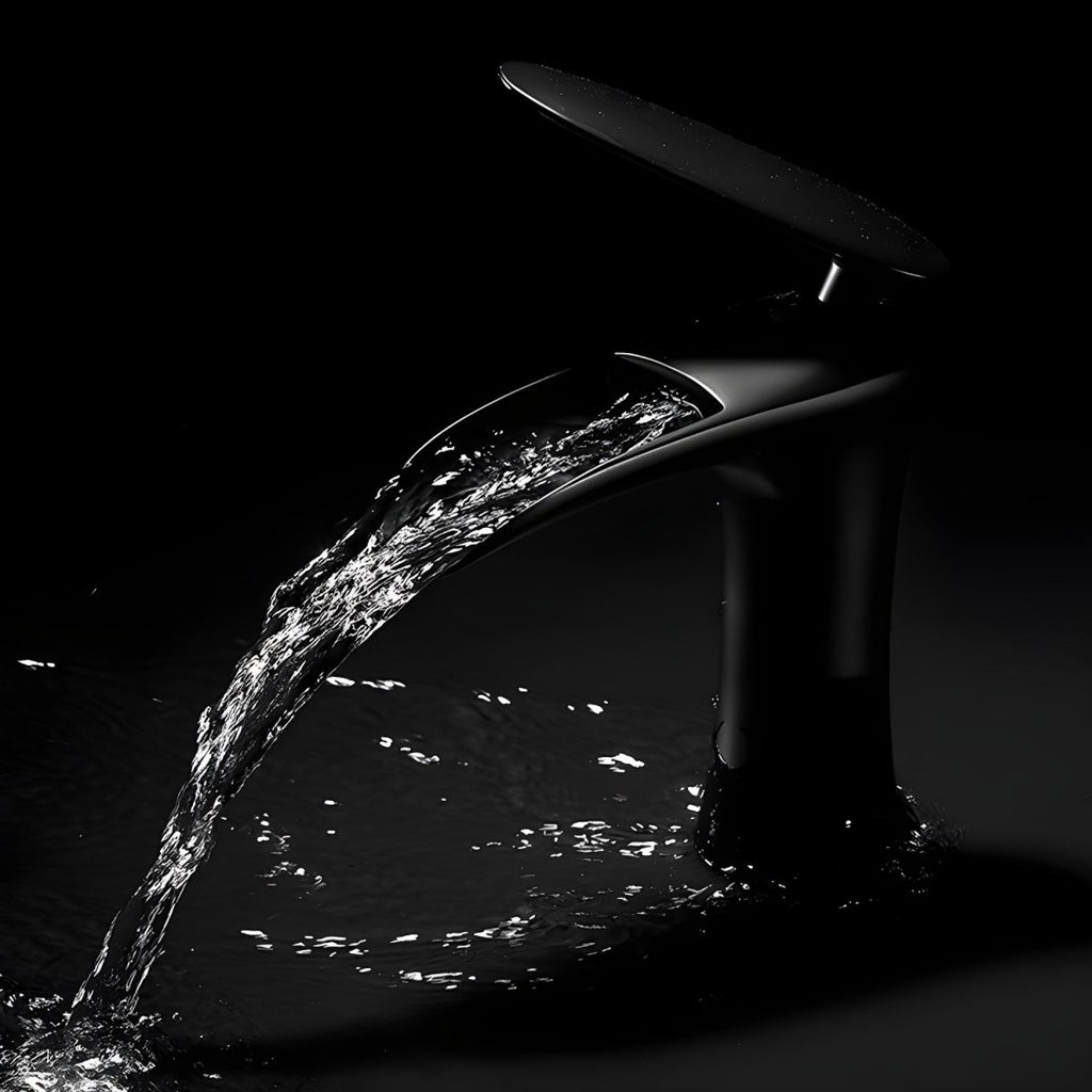 Contemporary Single Handle Desk-mounted Metal Material Basin Waterfall Bathroom Faucet