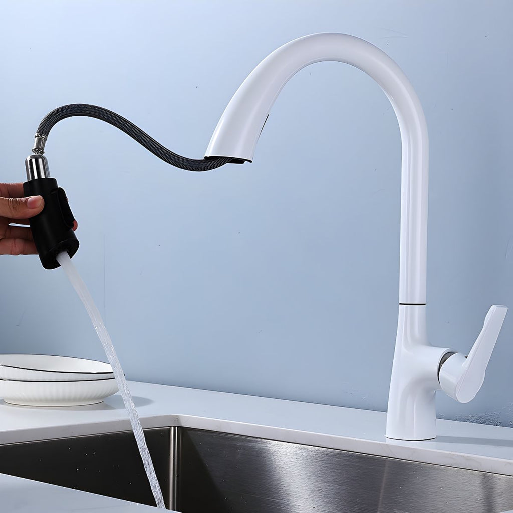 Pure Color Kitchen Faucet Rust Resistant Single Lever Handle Swivel Spout