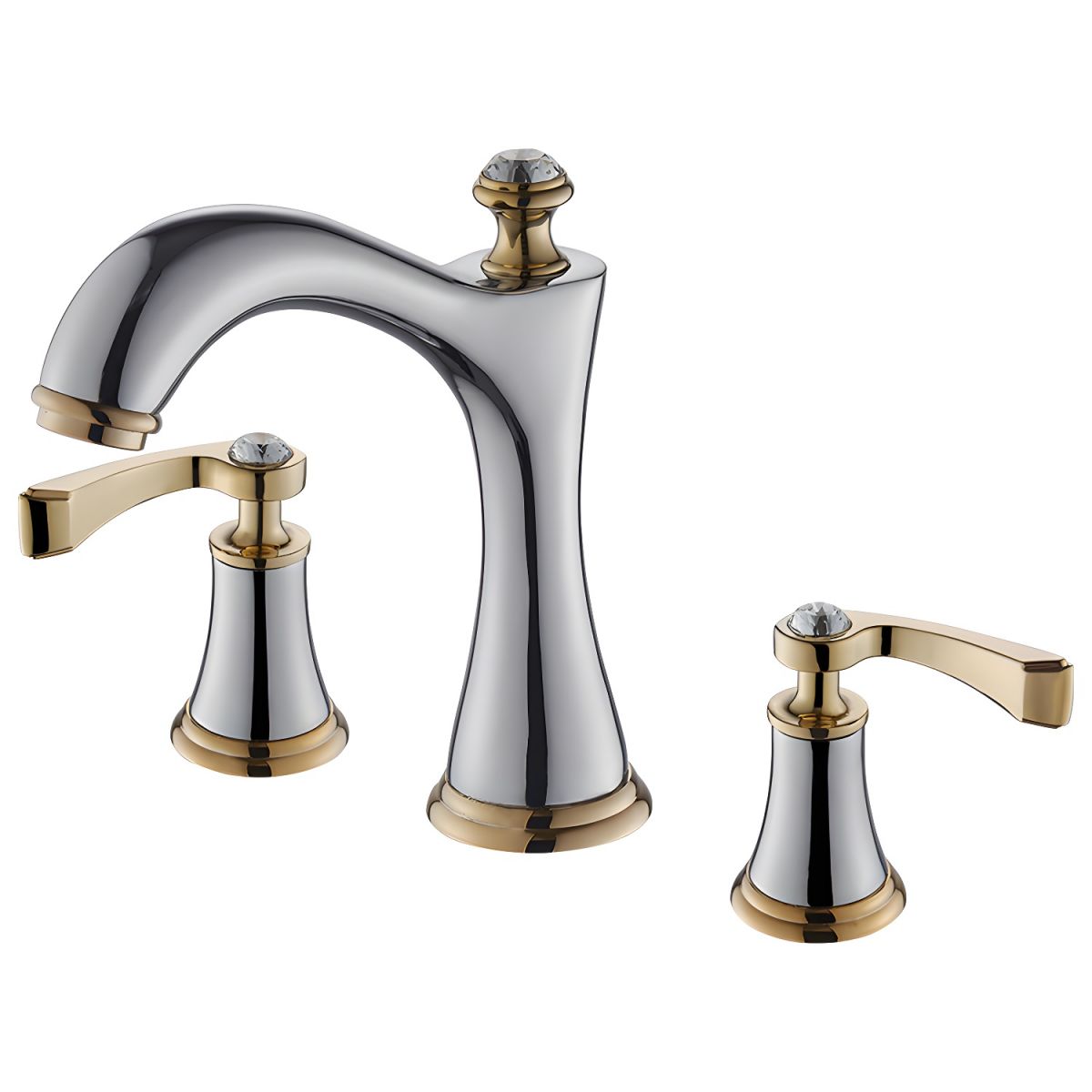 Widespread Faucet Glam Style 2 Lever Handles Faucet for Bathroom - White/Gold