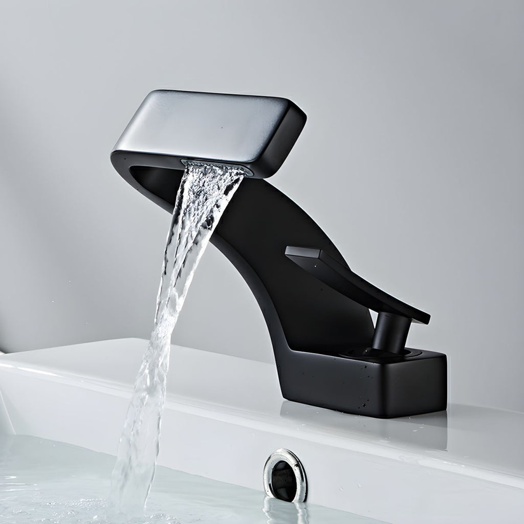Modern Vessel Sink Faucet with Touch-Activated Waterfall Spout and Copper Finish