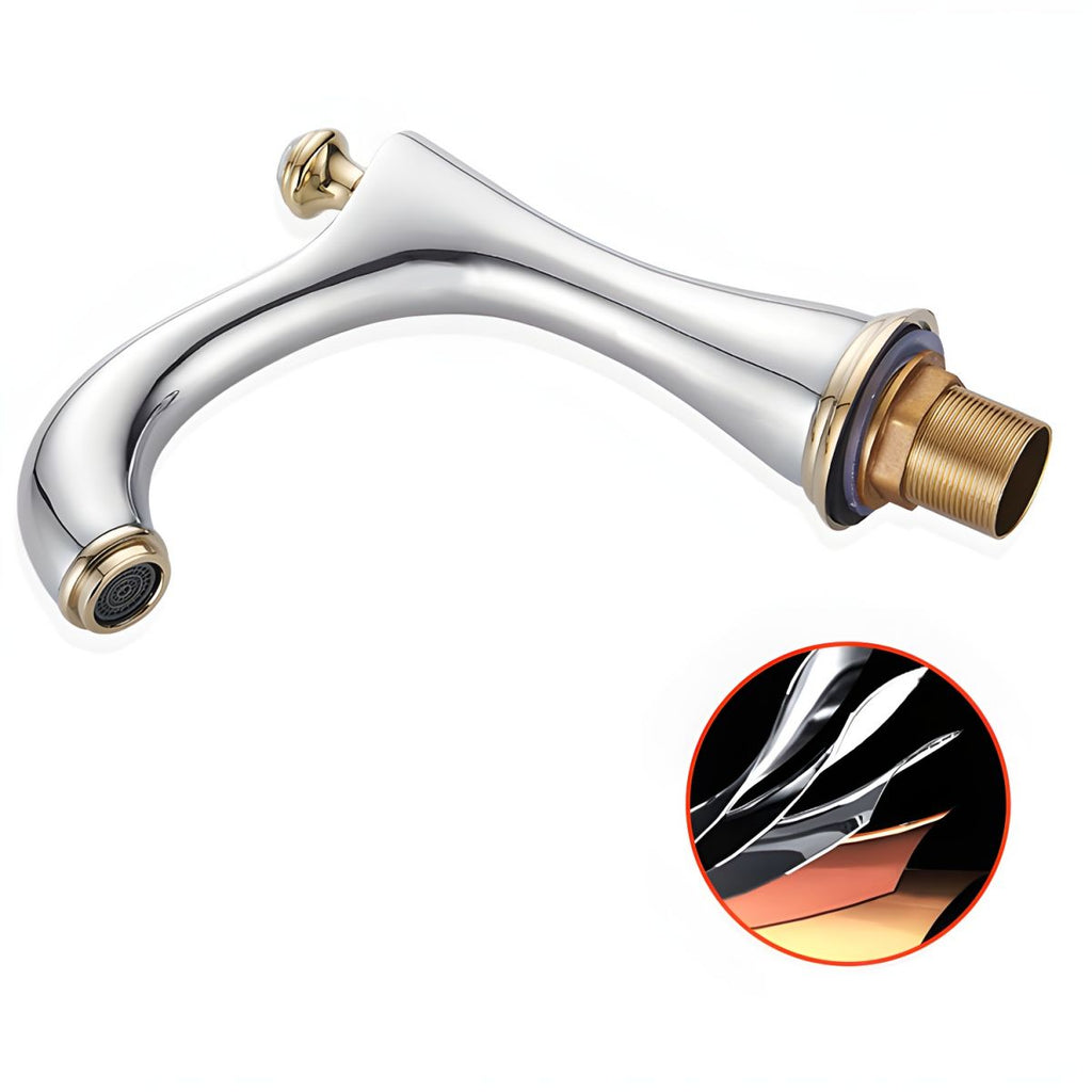 Widespread Faucet Glam Style 2 Lever Handles Faucet for Bathroom - White/Gold