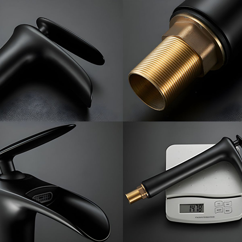 Contemporary Single Handle Desk-mounted Metal Material Basin Waterfall Bathroom Faucet