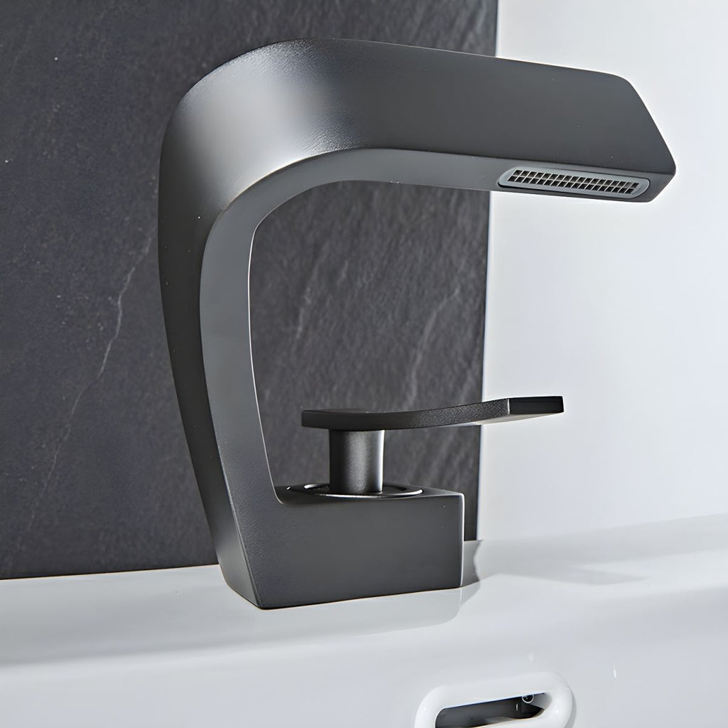 Modern Vessel Sink Faucet with Touch-Activated Waterfall Spout and Copper Finish