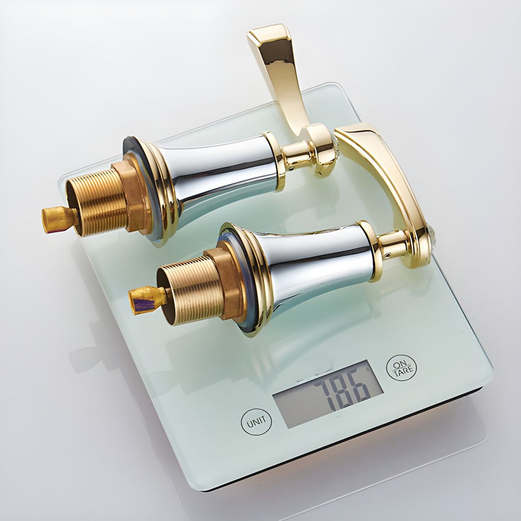 Widespread Faucet Glam Style 2 Lever Handles Faucet for Bathroom - White/Gold