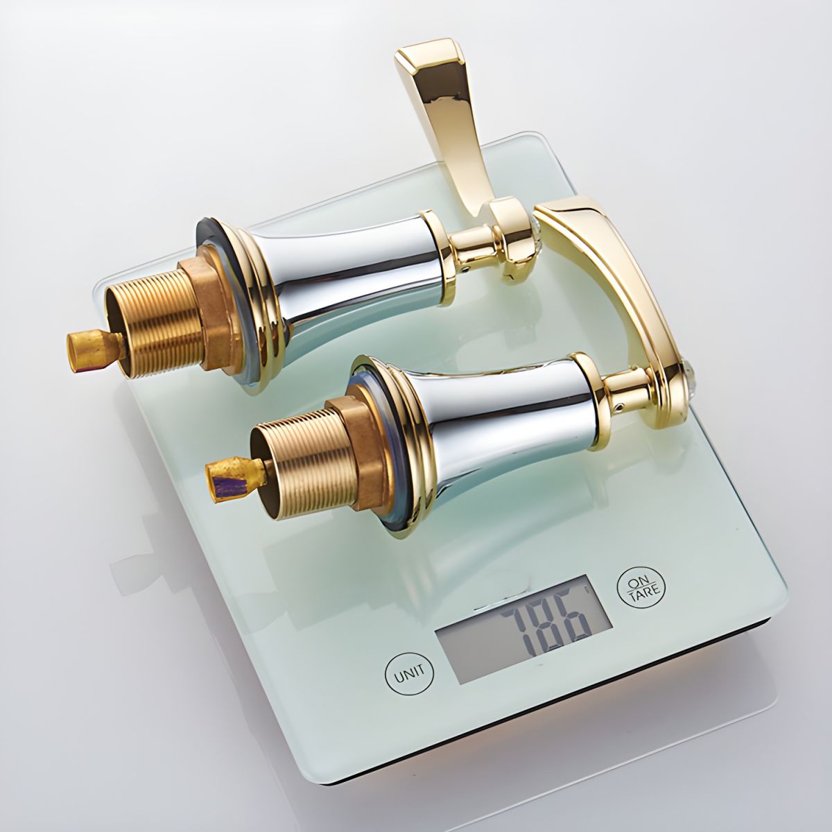 Widespread Faucet Glam Style 2 Lever Handles Faucet for Bathroom - White/Gold