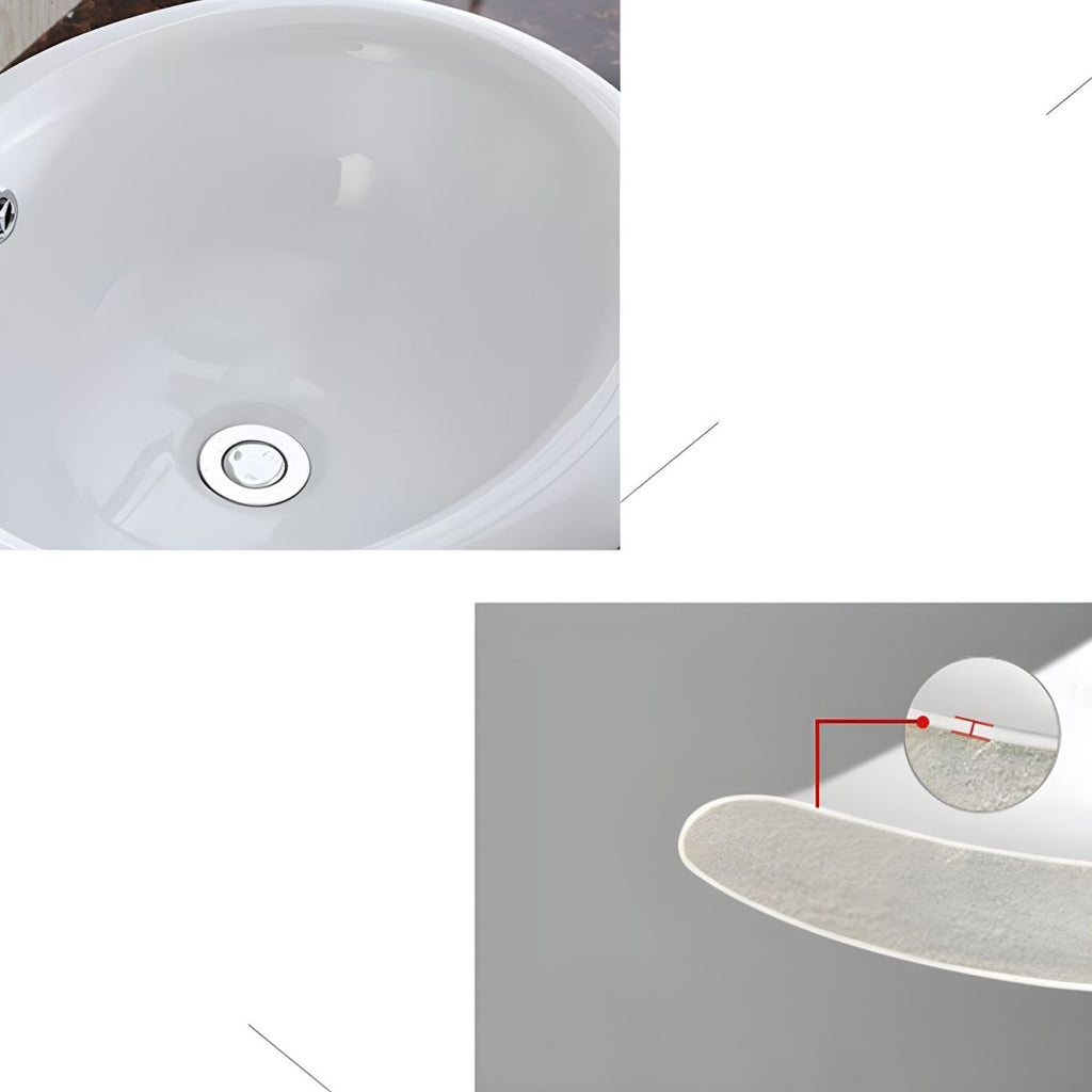 Traditional Drop-in Bathroom Sink Oval Porcelain with Faucet Basin Sink