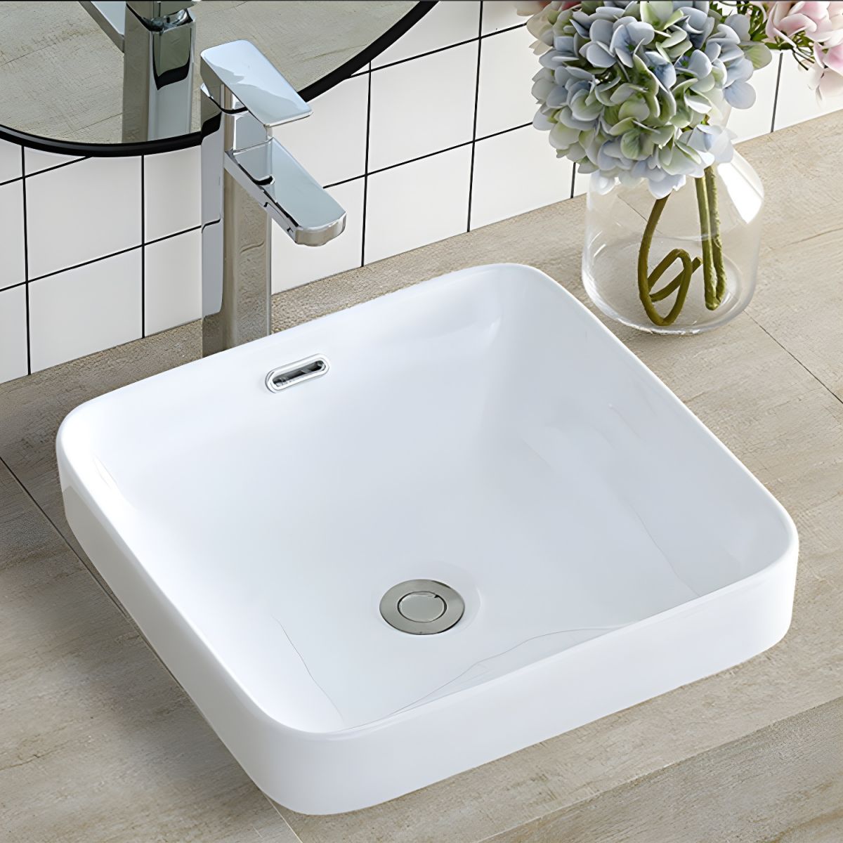 Traditional Drop-in Bathroom Sink Oval Porcelain with Faucet Basin Sink