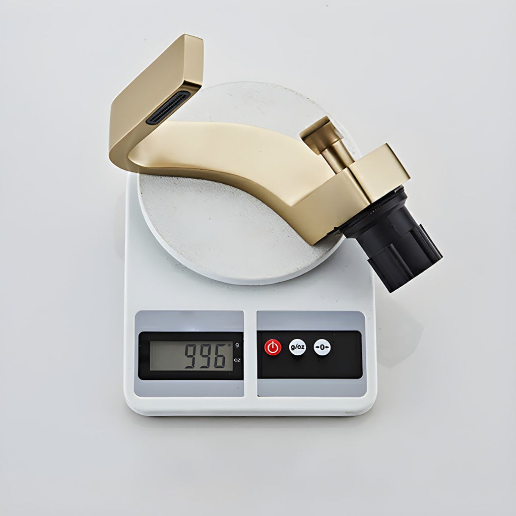 Modern Vessel Sink Faucet with Touch-Activated Waterfall Spout and Copper Finish