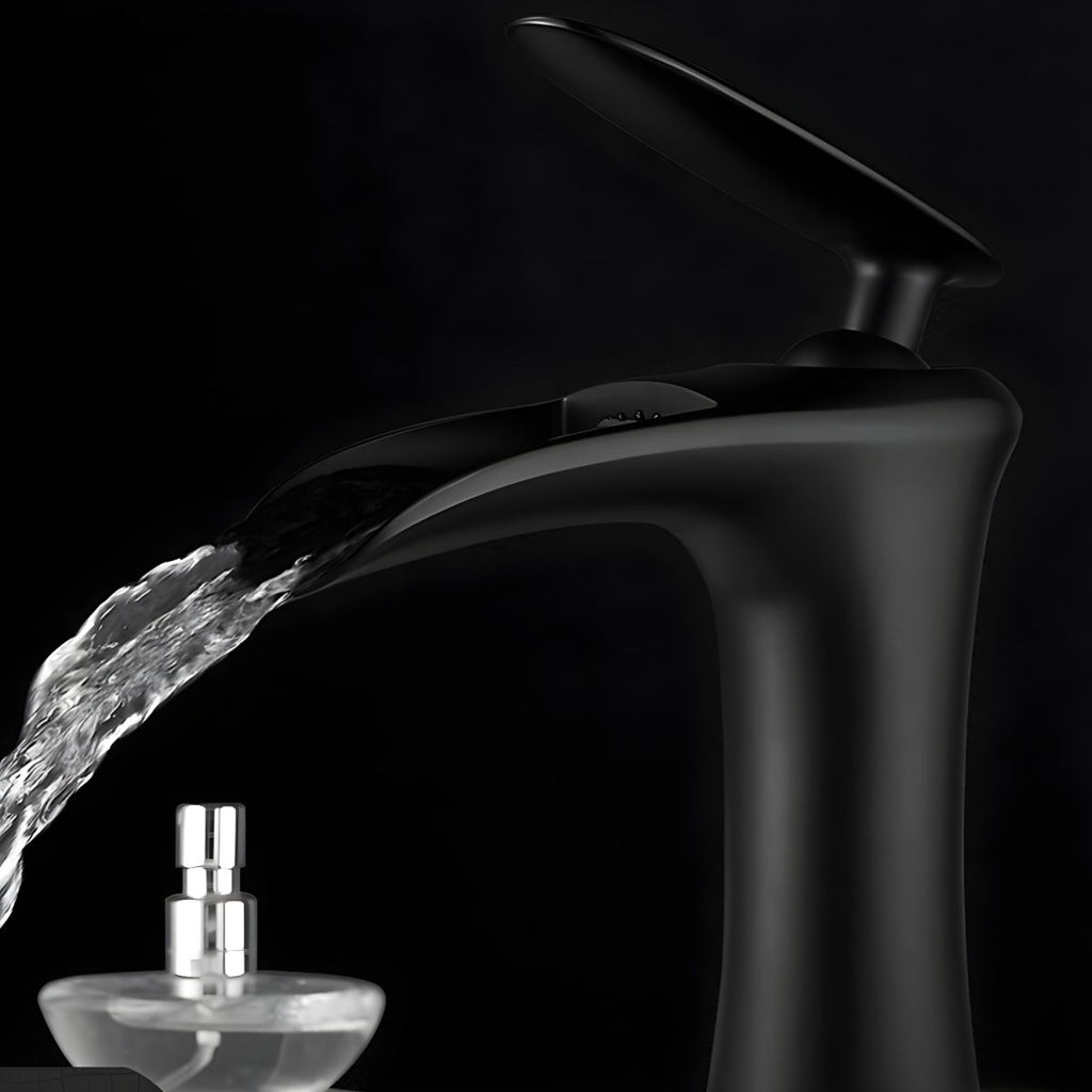 Contemporary Single Handle Desk-mounted Metal Material Basin Waterfall Bathroom Faucet