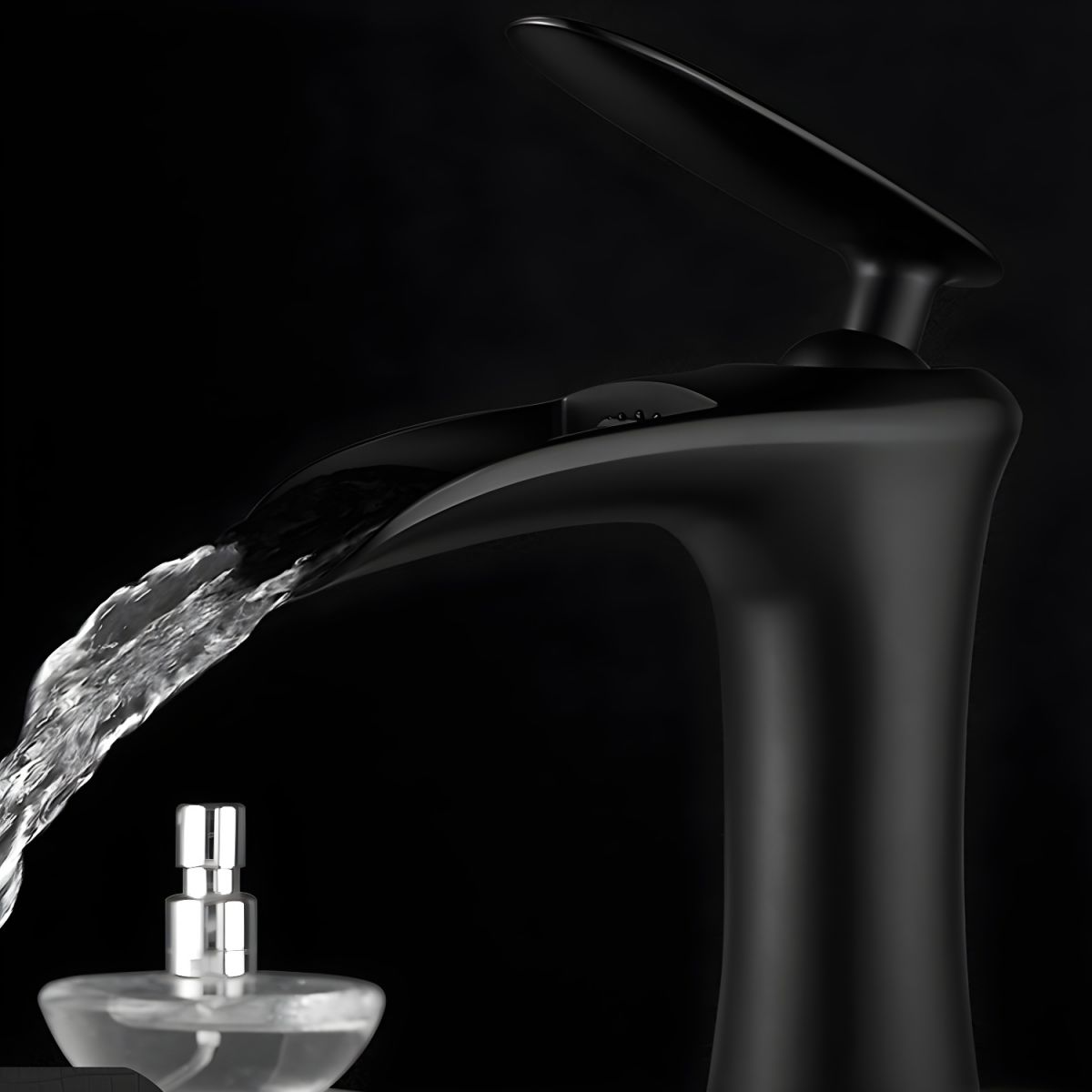 Contemporary Single Handle Desk-mounted Metal Material Basin Waterfall Bathroom Faucet
