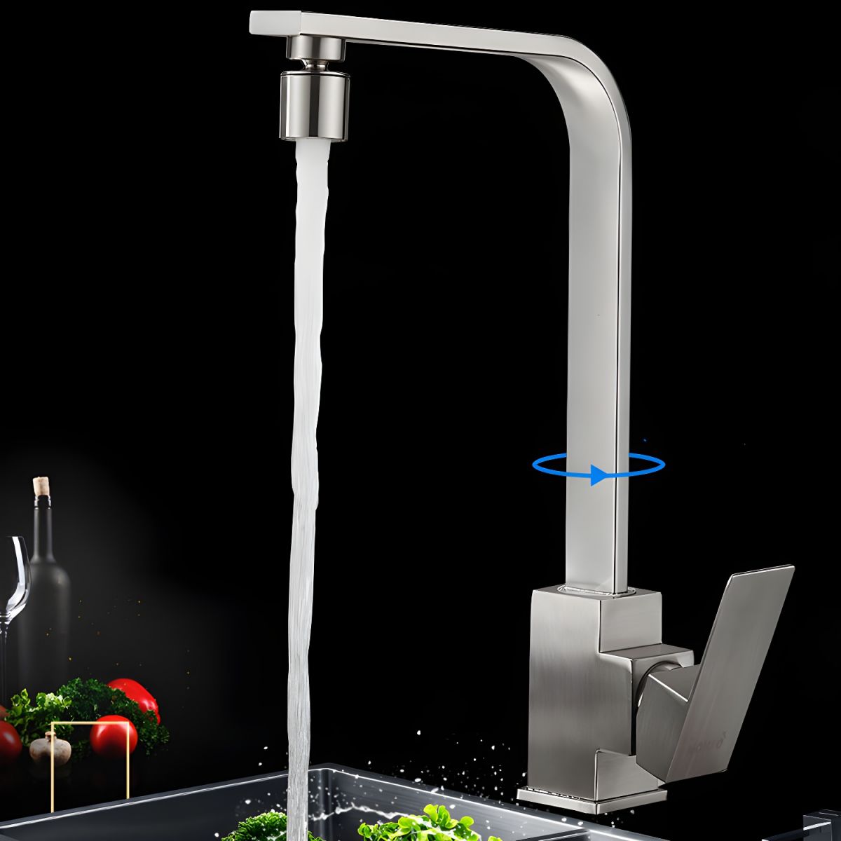 Contemporary Kitchen Faucet Swivel Spout High Arc Kitchen Bar Faucet
