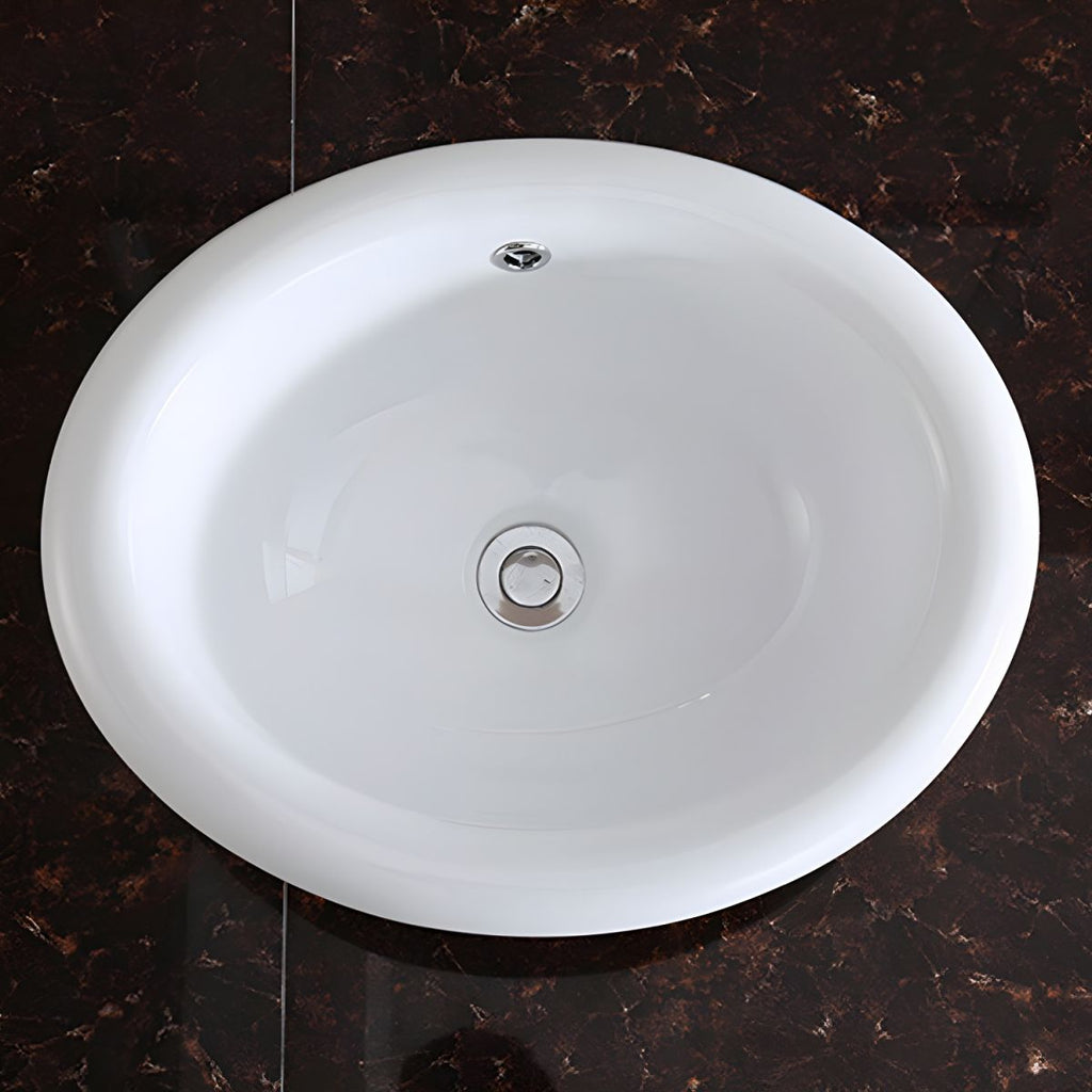 Traditional Drop-in Bathroom Sink Oval Porcelain with Faucet Basin Sink