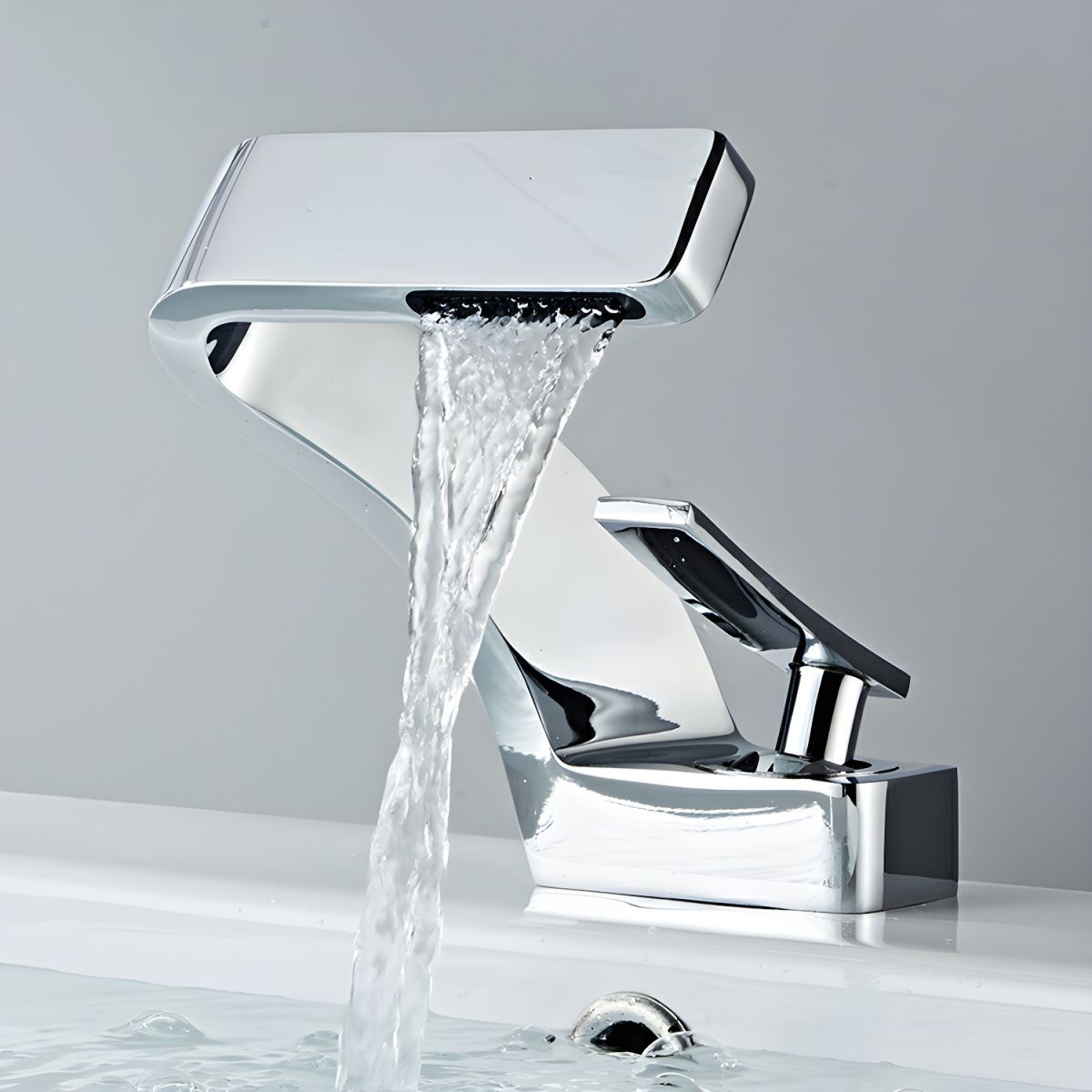 Modern Vessel Sink Faucet with Touch-Activated Waterfall Spout and Copper Finish