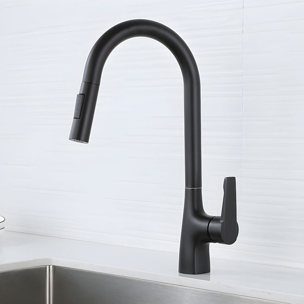Pure Color Kitchen Faucet Rust Resistant Single Lever Handle Swivel Spout