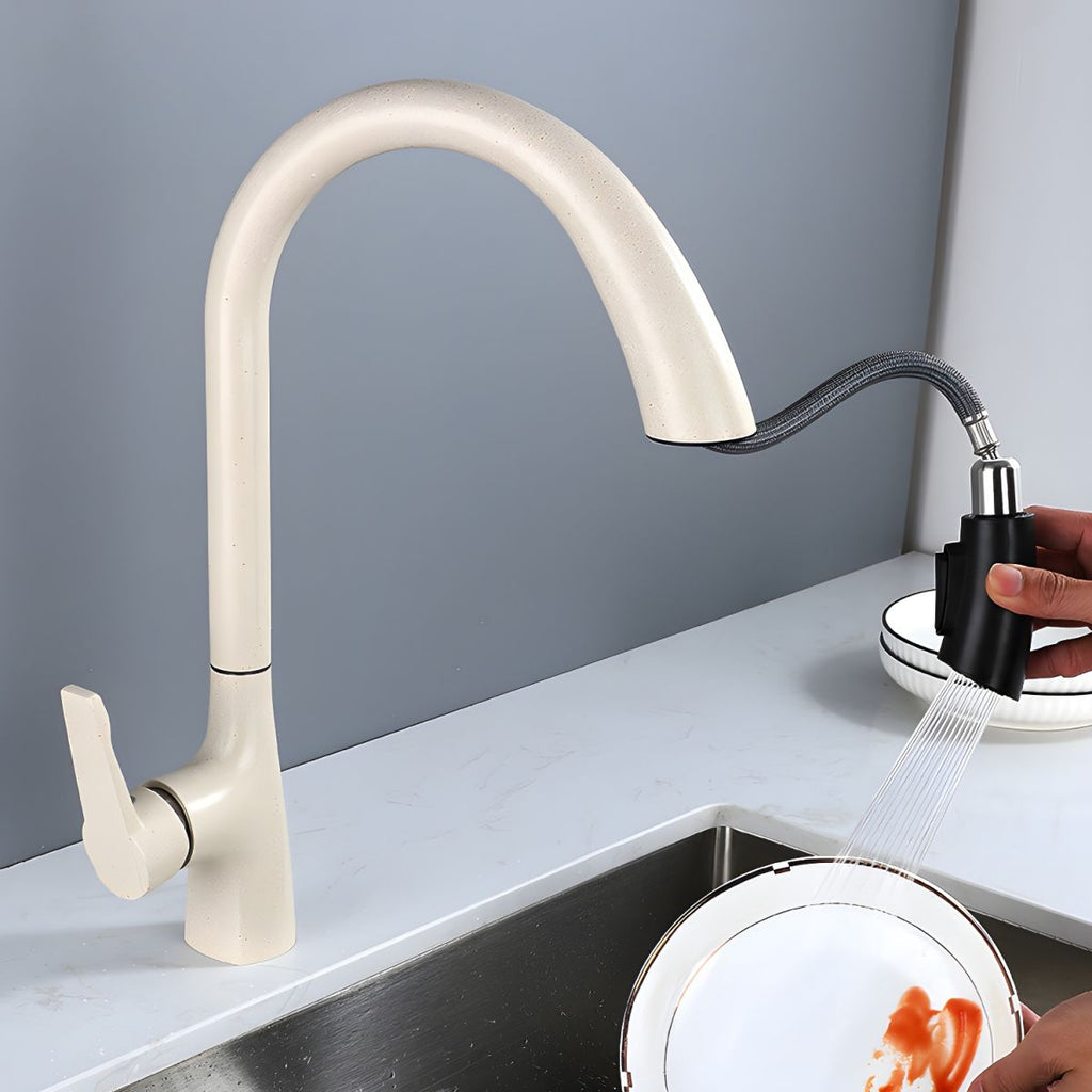 Pure Color Kitchen Faucet Rust Resistant Single Lever Handle Swivel Spout