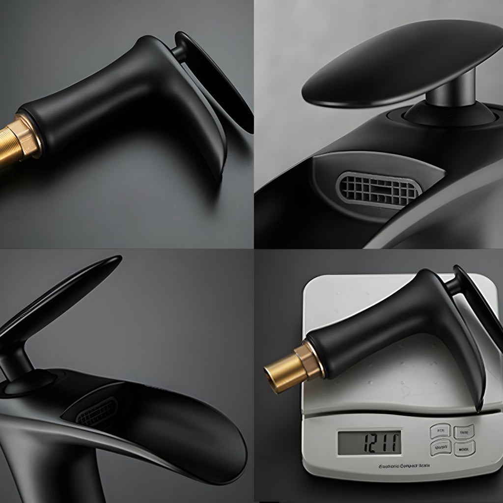 Contemporary Single Handle Desk-mounted Metal Material Basin Waterfall Bathroom Faucet