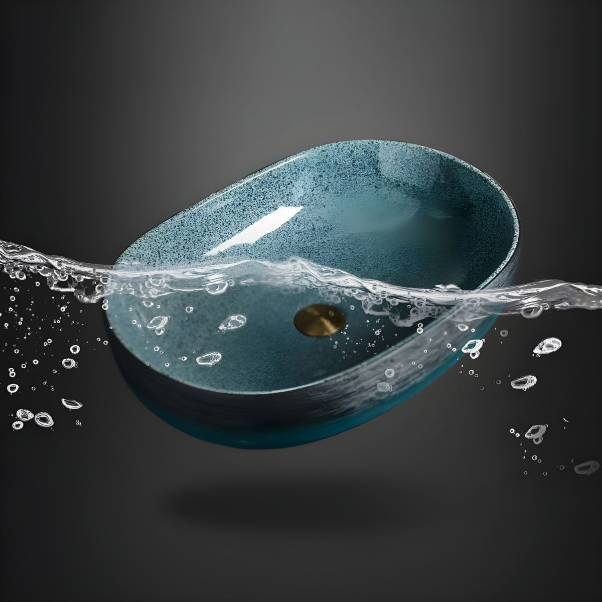 Traditional Vessel Sink Vitreous China Oval with Pop-Up Drain Bathroom Sink