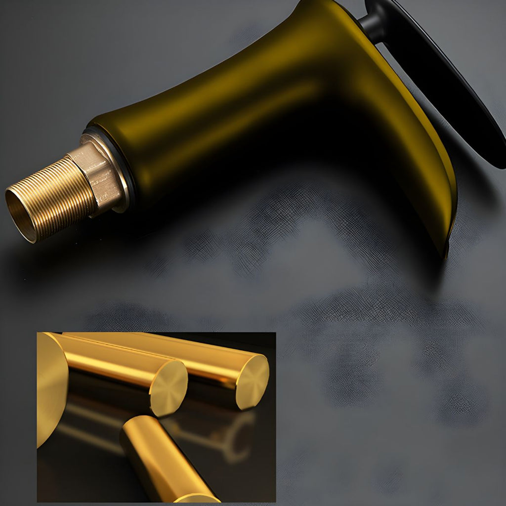 Contemporary Single Handle Desk-mounted Metal Material Basin Waterfall Bathroom Faucet