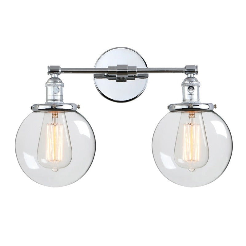 Vintage Glass Ball Double Heads Wall Light