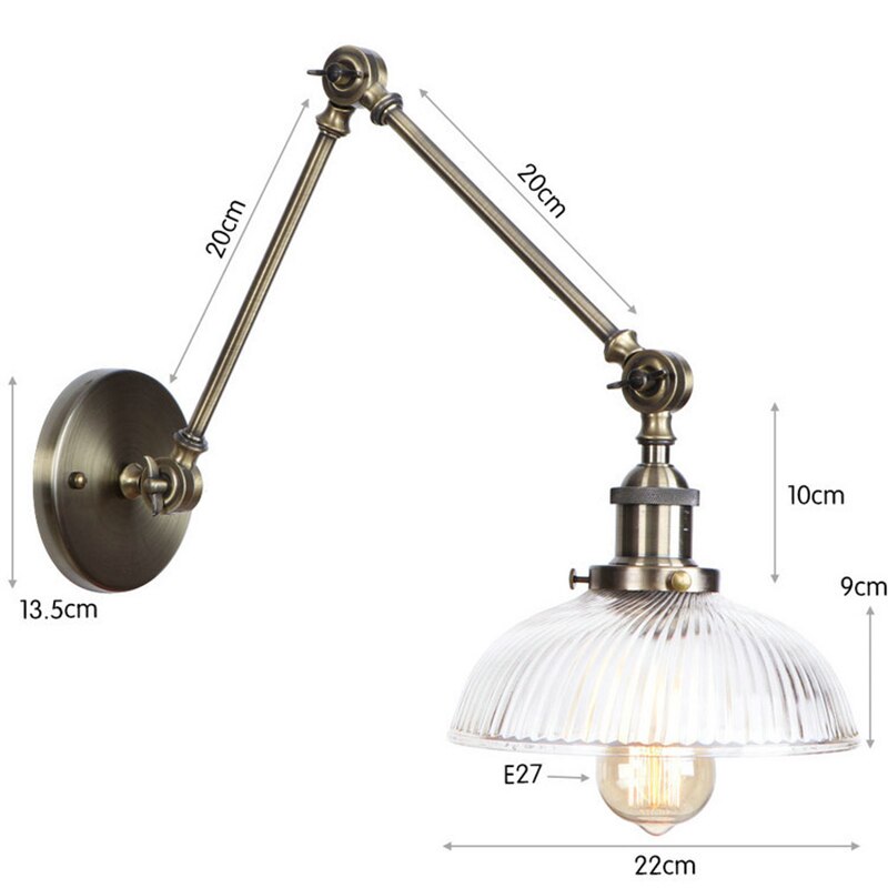 Antique Design Glass Swimming Arm Wall Lamp