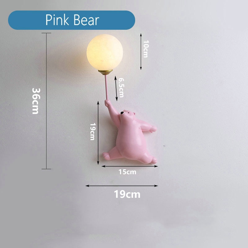 Cartoon Playful Bear Children Wall Lamp
