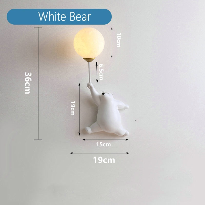 Cartoon Playful Bear Children Wall Lamp