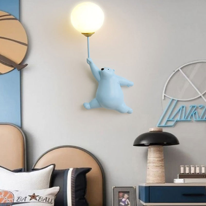 Cartoon Playful Bear Children Wall Lamp