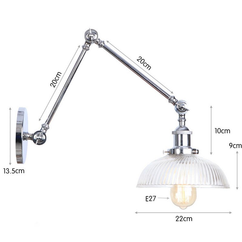 Antique Design Glass Swimming Arm Wall Lamp