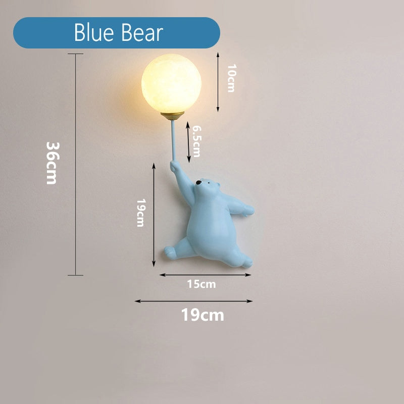Cartoon Playful Bear Children Wall Lamp