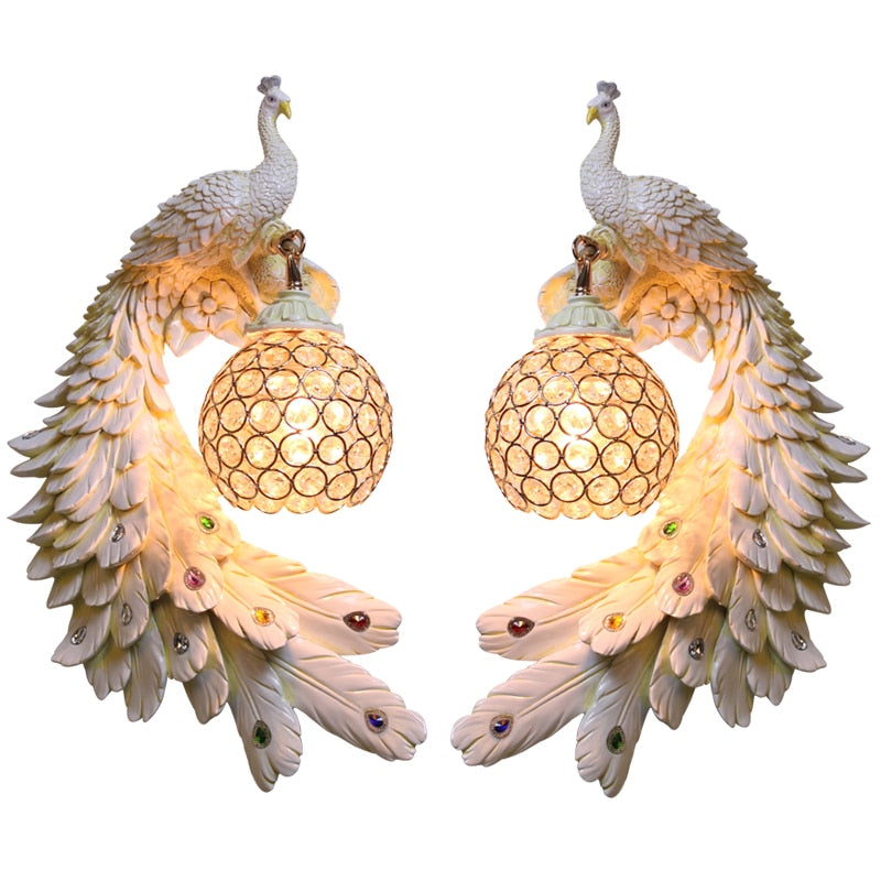 Modern Colorful Twins Peacock Wall Lamp