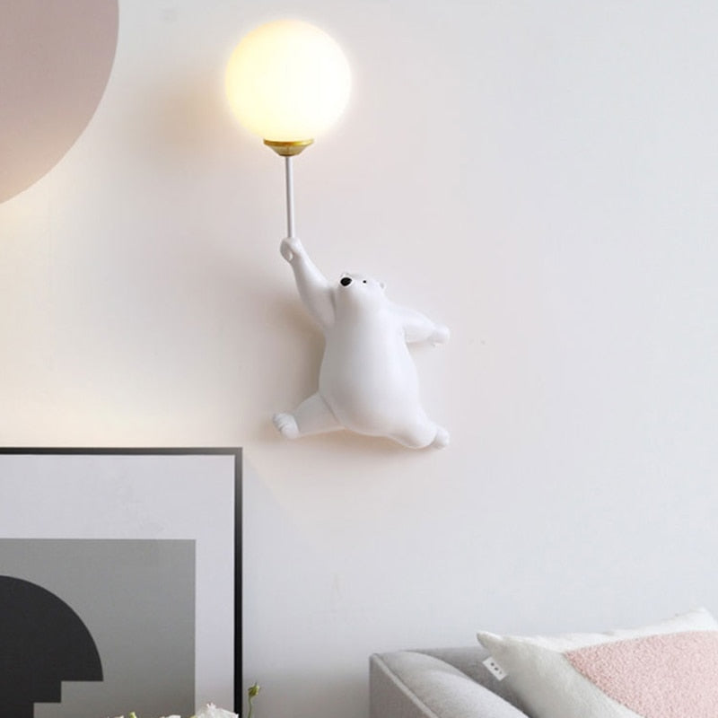 Cartoon Playful Bear Children Wall Lamp