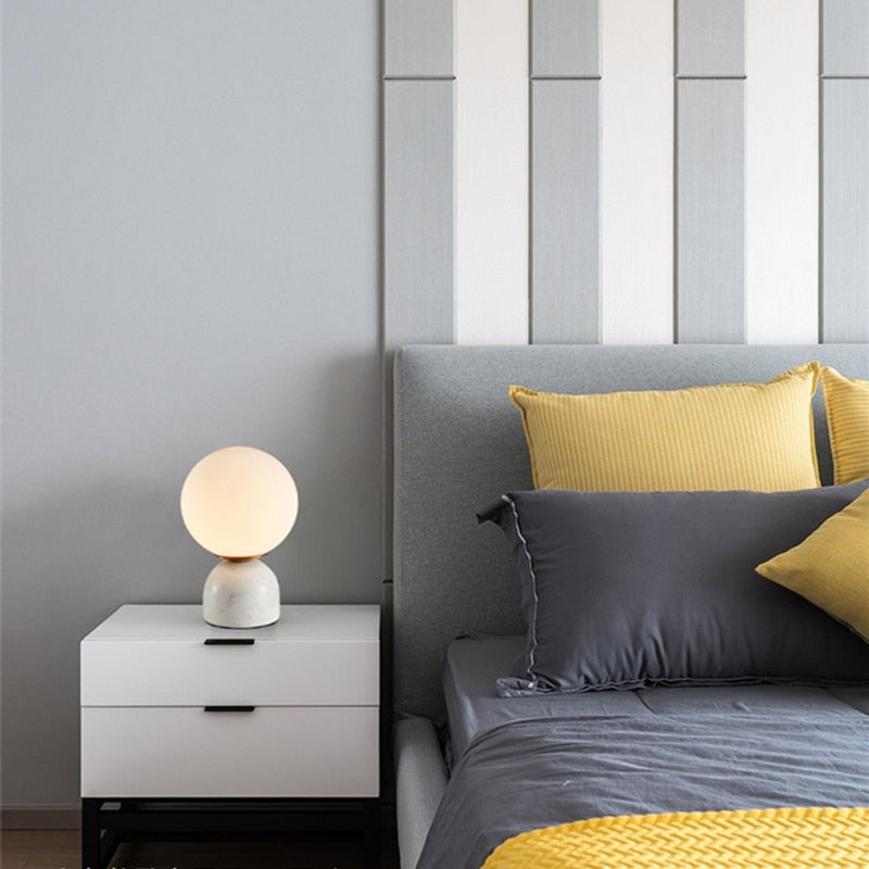 Nordic Bedside Marble Round Glass Table Lamp