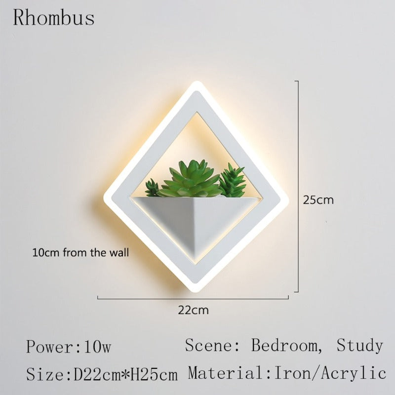 Green Plant Modern Led Metal Wall Light Fixtures