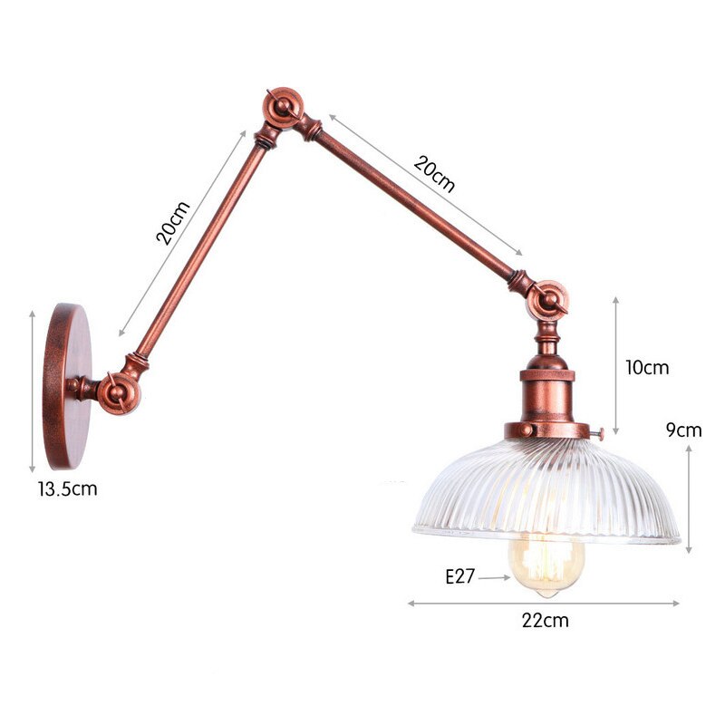 Antique Design Glass Swimming Arm Wall Lamp