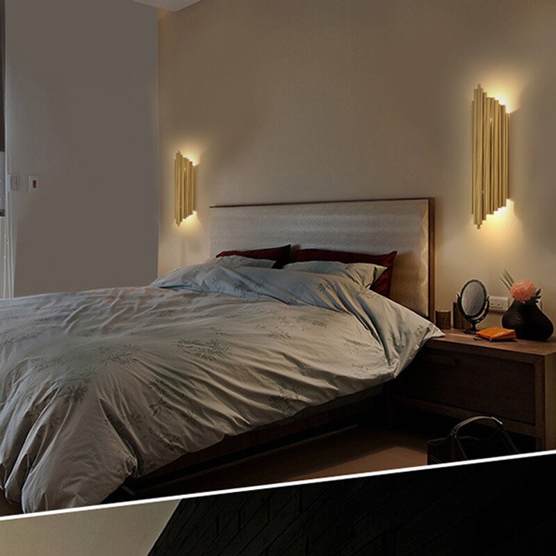 Aisle Golden Metal Tube Led Wall Light