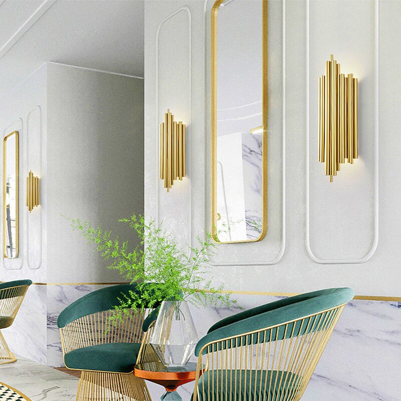 Aisle Golden Metal Tube Led Wall Light