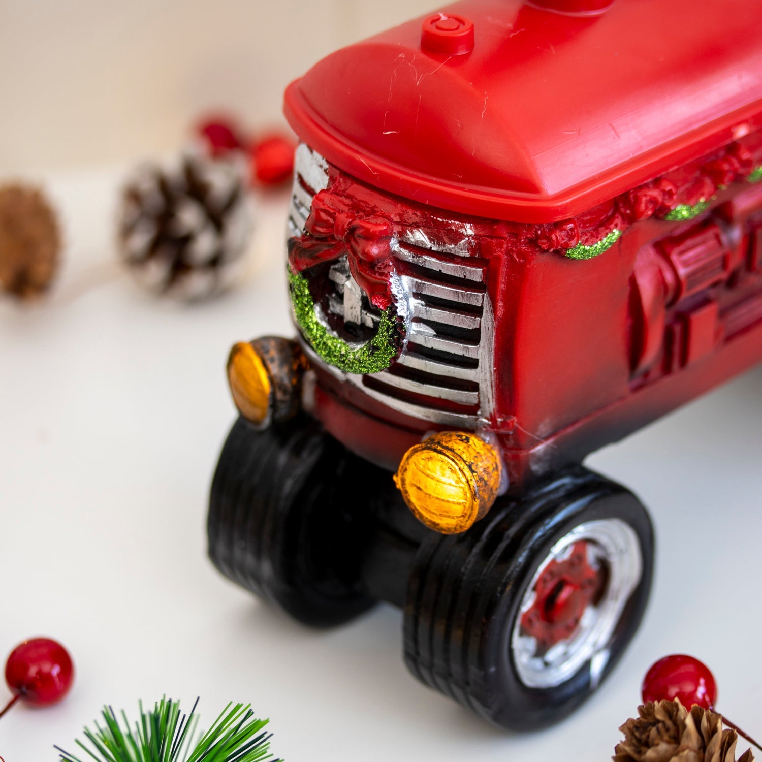Light Up Santa On Tractor Ornament