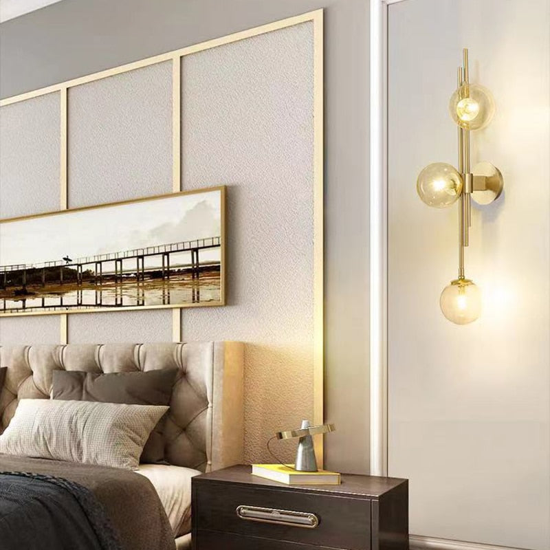 Golden Glass Ball Postmodern Wall Lamp