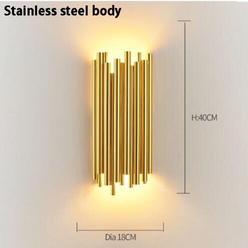 Aisle Golden Metal Tube Led Wall Light