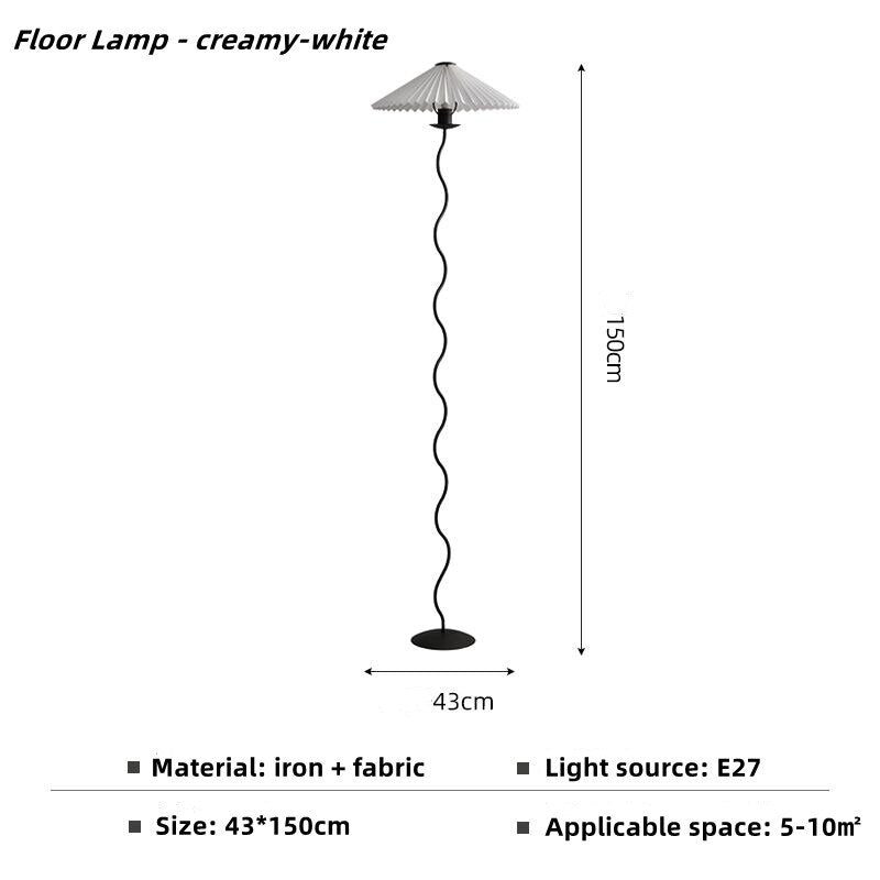 Japanese Pleated Skirt Shade Floor Lamp