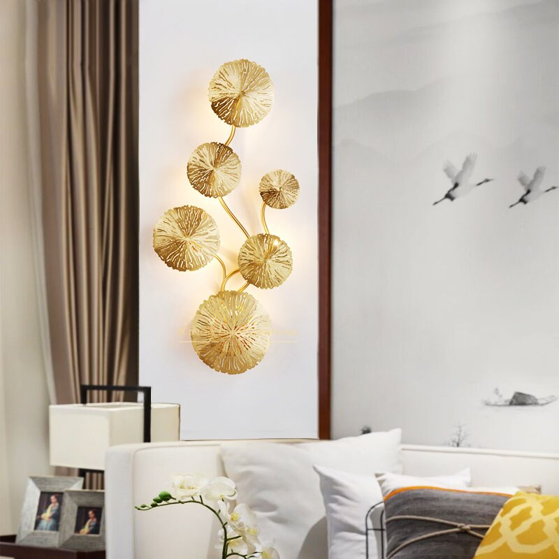 Golden Lotus Leaf Lustre Wall Lamp