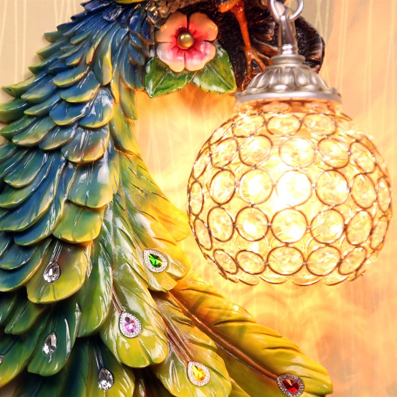 Modern Colorful Twins Peacock Wall Lamp