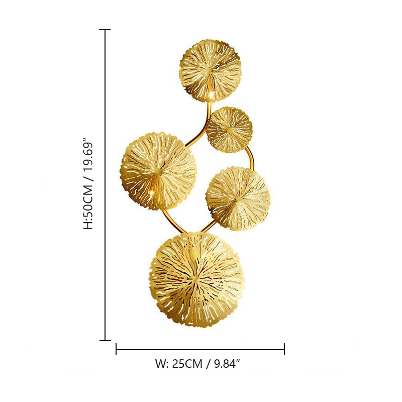 Golden Lotus Leaf Lustre Wall Lamp