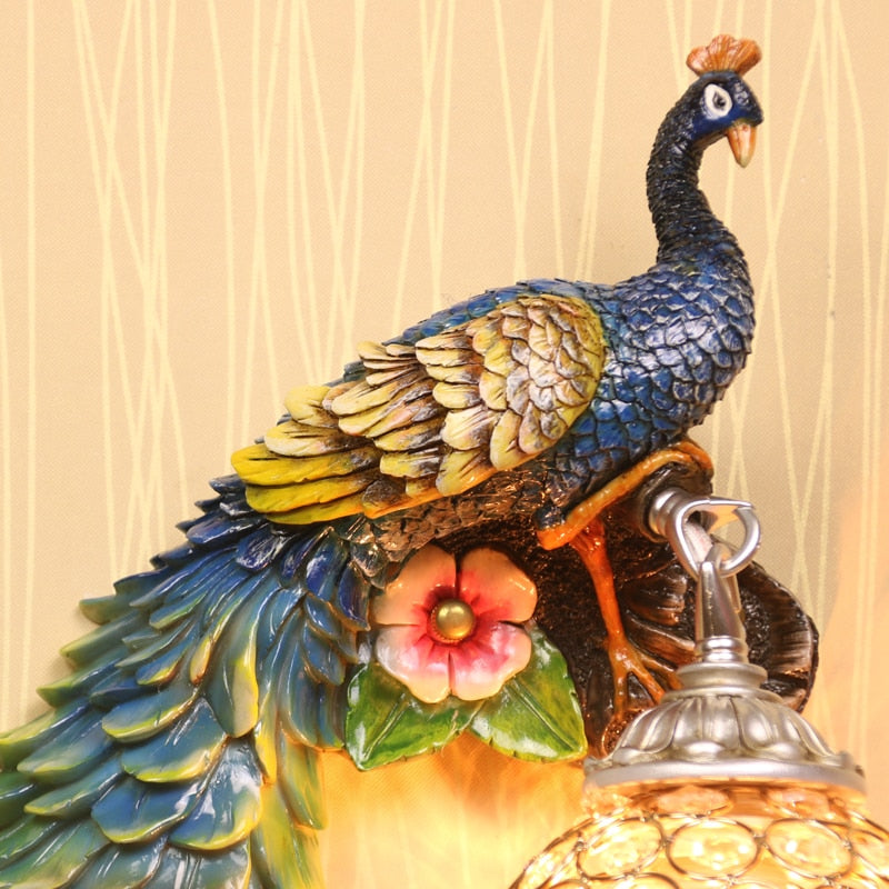 Modern Colorful Twins Peacock Wall Lamp