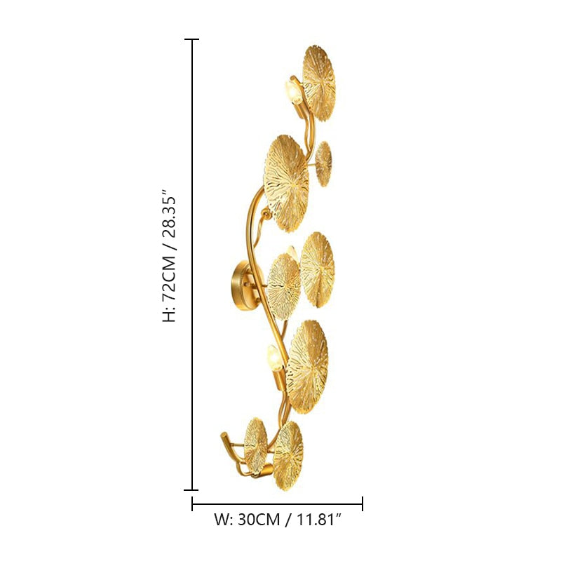 Golden Lotus Leaf Lustre Wall Lamp