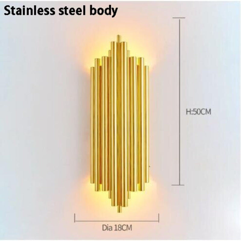 Aisle Golden Metal Tube Led Wall Light