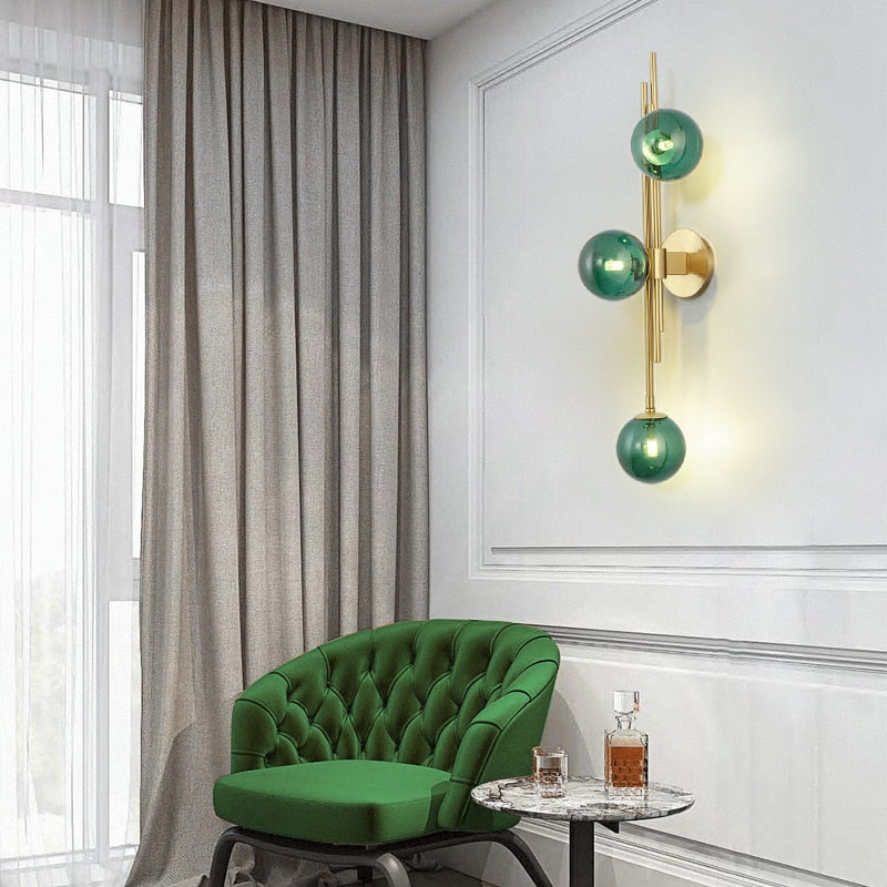 Golden Glass Ball Postmodern Wall Lamp