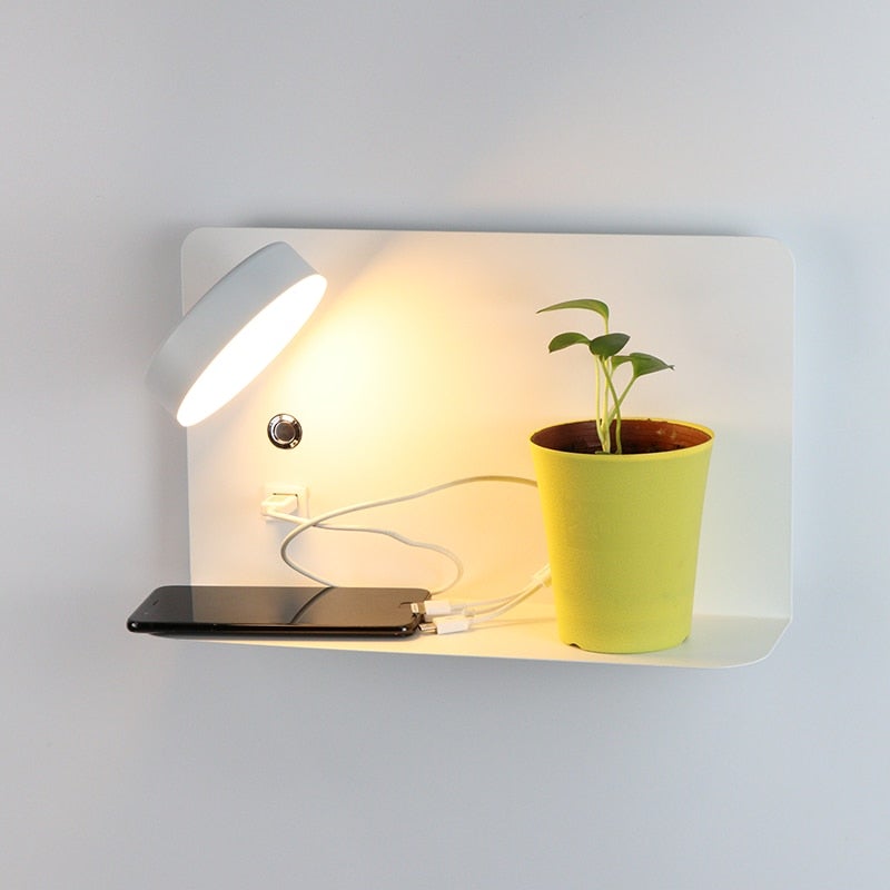 LED Bedside Wall Lamp USB Charger