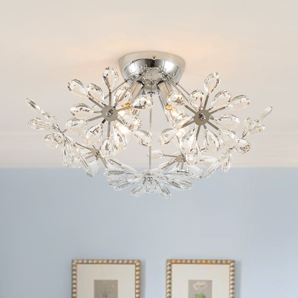 Dandelion Crystal Sputnik Semi Flush Chandelier